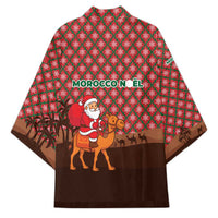 Morocco Christmas Kimono with Santa Claus Camel Caravan Desert Scene and Red Pattern Design - Wonder Print Shop