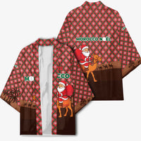 Morocco Christmas Kimono with Santa Claus Camel Caravan Desert Scene and Red Pattern Design - Wonder Print Shop