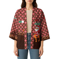 Morocco Christmas Kimono with Santa Claus Camel Caravan Desert Scene and Red Pattern Design - Wonder Print Shop