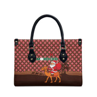 Morocco Christmas Leather Bag with Santa Claus Camel Caravan Desert Scene and Red Pattern Design - Wonder Print Shop