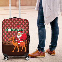 Morocco Christmas Luggage Cover with Santa Claus Camel Caravan Desert Scene and Red Pattern Design - Wonder Print Shop