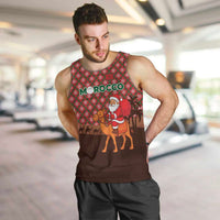 Morocco Christmas Men Tank Top with Santa Claus Camel Caravan Desert Scene and Red Pattern Design - Wonder Print Shop