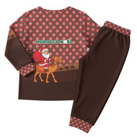 Morocco Christmas Pajama Set with Santa Claus Camel Caravan Desert Scene and Red Pattern Design - Wonder Print Shop