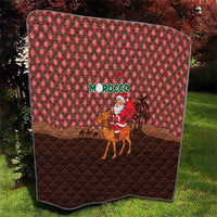 Morocco Christmas Quilt with Santa Claus Camel Caravan Desert Scene and Red Pattern Design - Wonder Print Shop