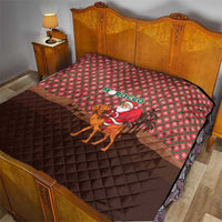 Morocco Christmas Quilt with Santa Claus Camel Caravan Desert Scene and Red Pattern Design - Wonder Print Shop