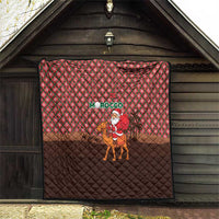 Morocco Christmas Quilt with Santa Claus Camel Caravan Desert Scene and Red Pattern Design - Wonder Print Shop