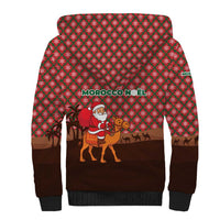 Morocco Christmas Sherpa Hoodie with Santa Claus Camel Caravan Desert Scene and Red Pattern Design - Wonder Print Shop