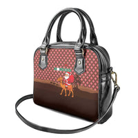 Morocco Christmas Shoulder Handbag with Santa Claus Camel Caravan Desert Scene and Red Pattern Design - Wonder Print Shop