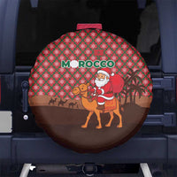 Morocco Christmas Spare Tire Cover with Santa Claus Camel Caravan Desert Scene and Red Pattern Design - Wonder Print Shop