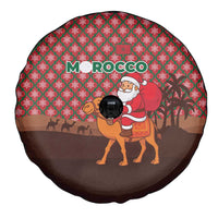Morocco Christmas Spare Tire Cover with Santa Claus Camel Caravan Desert Scene and Red Pattern Design - Wonder Print Shop