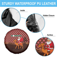 Morocco Christmas Spare Tire Cover with Santa Claus Camel Caravan Desert Scene and Red Pattern Design - Wonder Print Shop