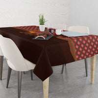 Morocco Christmas Tablecloth with Santa Claus Camel Caravan Desert Scene and Red Pattern Design - Wonder Print Shop