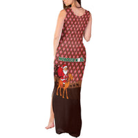 Morocco Christmas Tank Maxi Dress with Santa Claus Camel Caravan Desert Scene and Red Pattern Design - Wonder Print Shop