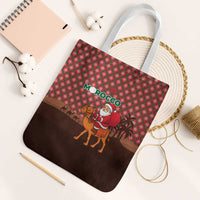 Morocco Christmas Tote Bag with Santa Claus Camel Caravan Desert Scene and Red Pattern Design - Wonder Print Shop