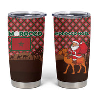 Morocco Christmas Tumbler Cup with Santa Claus Camel Caravan Desert Scene and Red Pattern Design - Wonder Print Shop