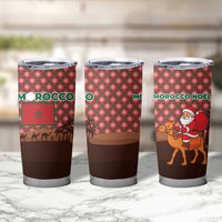 Morocco Christmas Tumbler Cup with Santa Claus Camel Caravan Desert Scene and Red Pattern Design - Wonder Print Shop