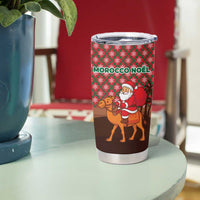 Morocco Christmas Tumbler Cup with Santa Claus Camel Caravan Desert Scene and Red Pattern Design - Wonder Print Shop