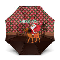 Morocco Christmas Umbrella with Santa Claus Camel Caravan Desert Scene and Red Pattern Design - Wonder Print Shop