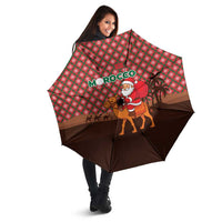 Morocco Christmas Umbrella with Santa Claus Camel Caravan Desert Scene and Red Pattern Design - Wonder Print Shop
