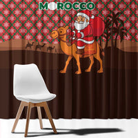 Morocco Christmas Window Curtain with Santa Claus Camel Caravan Desert Scene and Red Pattern Design - Wonder Print Shop