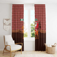 Morocco Christmas Window Curtain with Santa Claus Camel Caravan Desert Scene and Red Pattern Design - Wonder Print Shop