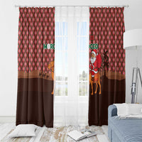 Morocco Christmas Window Curtain with Santa Claus Camel Caravan Desert Scene and Red Pattern Design - Wonder Print Shop