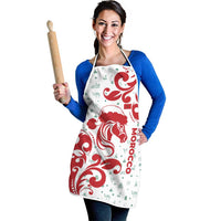 Morocco Christmas Apron with Red Horse Santa Hat Arabesque Pattern and Holiday Icons Design - Wonder Print Shop