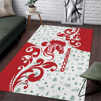 Morocco Christmas Area Rug with Red Horse Santa Hat Arabesque Pattern and Holiday Icons Design - Wonder Print Shop