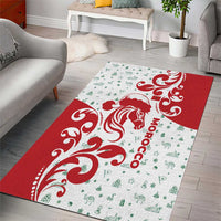 Morocco Christmas Area Rug with Red Horse Santa Hat Arabesque Pattern and Holiday Icons Design - Wonder Print Shop