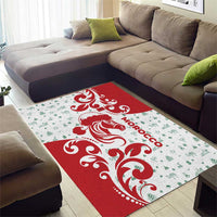 Morocco Christmas Area Rug with Red Horse Santa Hat Arabesque Pattern and Holiday Icons Design - Wonder Print Shop