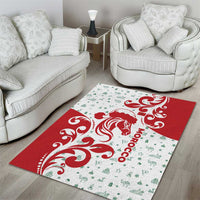 Morocco Christmas Area Rug with Red Horse Santa Hat Arabesque Pattern and Holiday Icons Design - Wonder Print Shop