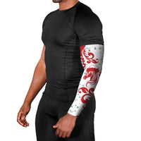 Morocco Christmas Arm Sleeves with Red Horse Santa Hat Arabesque Pattern and Holiday Icons Design - Wonder Print Shop