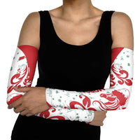 Morocco Christmas Arm Sleeves with Red Horse Santa Hat Arabesque Pattern and Holiday Icons Design - Wonder Print Shop