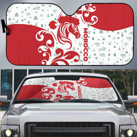 Morocco Christmas Auto Sun Shade with Red Horse Santa Hat Arabesque Pattern and Holiday Icons Design - Wonder Print Shop