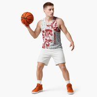 Morocco Christmas Basketball Jersey with Red Horse Santa Hat Arabesque Pattern and Holiday Icons Design - Wonder Print Shop