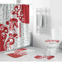 Morocco Christmas Bathroom Set with Red Horse Santa Hat Arabesque Pattern and Holiday Icons Design - Wonder Print Shop