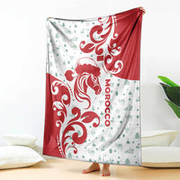 Morocco Christmas Blanket with Red Horse Santa Hat Arabesque Pattern and Holiday Icons Design - Wonder Print Shop
