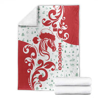 Morocco Christmas Blanket with Red Horse Santa Hat Arabesque Pattern and Holiday Icons Design - Wonder Print Shop