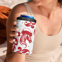 Morocco Christmas 4 in 1 Can Cooler Tumbler with Red Horse Santa Hat Arabesque Pattern and Holiday Icons Design - Wonder Print Shop