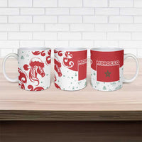 Morocco Christmas Ceramic Mug with Red Horse Santa Hat Arabesque Pattern and Holiday Icons Design - Wonder Print Shop