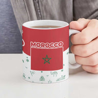 Morocco Christmas Ceramic Mug with Red Horse Santa Hat Arabesque Pattern and Holiday Icons Design - Wonder Print Shop