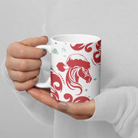 Morocco Christmas Ceramic Mug with Red Horse Santa Hat Arabesque Pattern and Holiday Icons Design - Wonder Print Shop