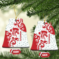 Morocco Christmas Ceramic Ornament with Red Horse Santa Hat Arabesque Pattern and Holiday Icons Design - Wonder Print Shop