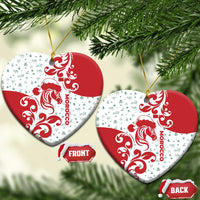 Morocco Christmas Ceramic Ornament with Red Horse Santa Hat Arabesque Pattern and Holiday Icons Design - Wonder Print Shop