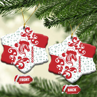 Morocco Christmas Ceramic Ornament with Red Horse Santa Hat Arabesque Pattern and Holiday Icons Design - Wonder Print Shop