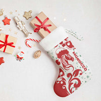 Morocco Christmas Stocking with Red Horse Santa Hat Arabesque Pattern and Holiday Icons Design - Wonder Print Shop