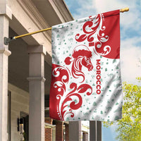 Morocco Christmas Garden Flag with Red Horse Santa Hat Arabesque Pattern and Holiday Icons Design - Wonder Print Shop