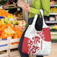 Morocco Christmas Grocery Bag with Red Horse Santa Hat Arabesque Pattern and Holiday Icons Design - Wonder Print Shop