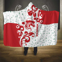 Morocco Christmas Hooded Blanket with Red Horse Santa Hat Arabesque Pattern and Holiday Icons Design - Wonder Print Shop