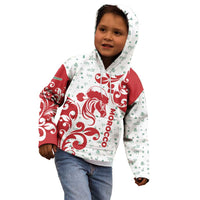 Morocco Christmas Kid Hoodie with Red Horse Santa Hat Arabesque Pattern and Holiday Icons Design - Wonder Print Shop